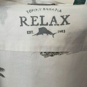 Tommy Bahama White and Gray Palm Print Shirt